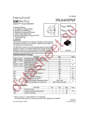 IRL640SPBF datasheet  